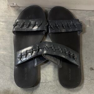 Zara Black Braided Leather Sandals
